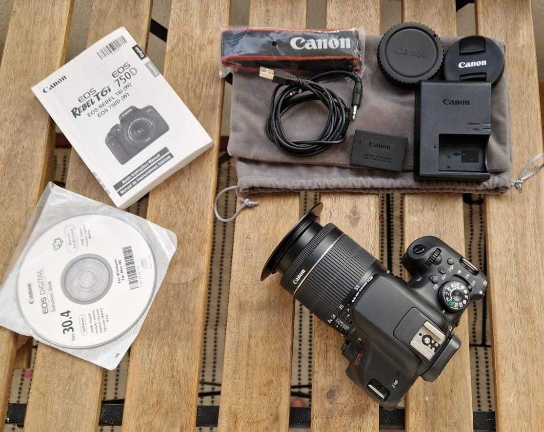 EOS Rebel T6i + Lente 18-55mm + Kit Completo - Ótimo estado!