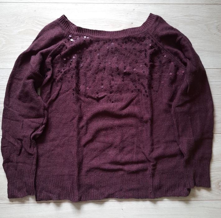 Sweter bordowy burgundowy czerwony cekiny Next rozmiar 40