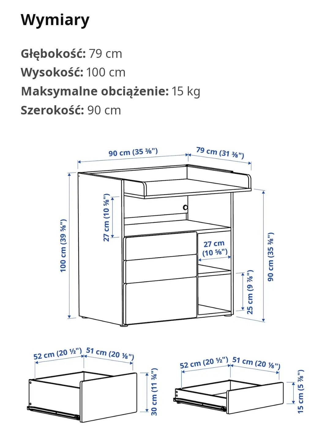 Przewijak/stół do przewijania Ikea SMASTAD