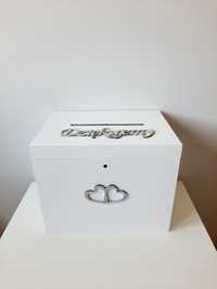 Srebrny napis Pudełko na koperty skrzynka na koperty ślub