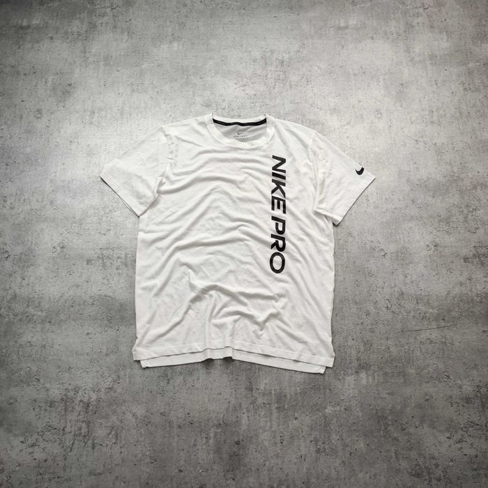 MĘSKA Koszulka PREMIUM Biała Nike PRO Combat Duże Logo Sportowa Casual