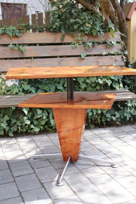 Zabytkowy stolik art deco, poziomowy, obracany blat, antyk, dowóz