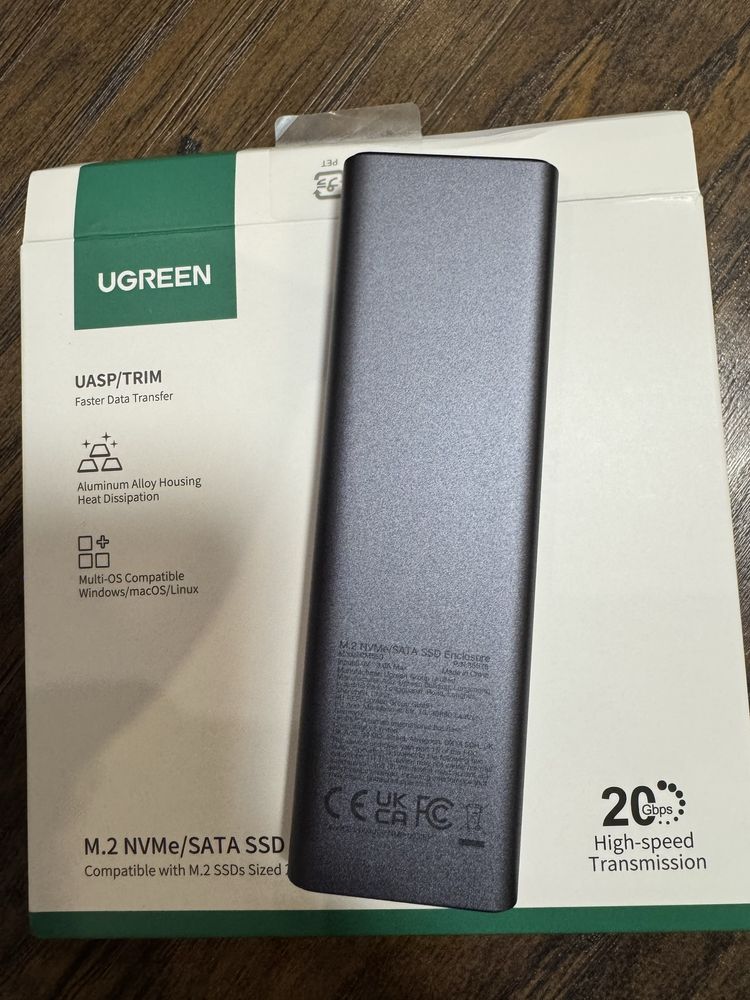 Внешний карман UGREEN 20 Gbps NVMe /SATA SSD to USB 3.2 / Type C