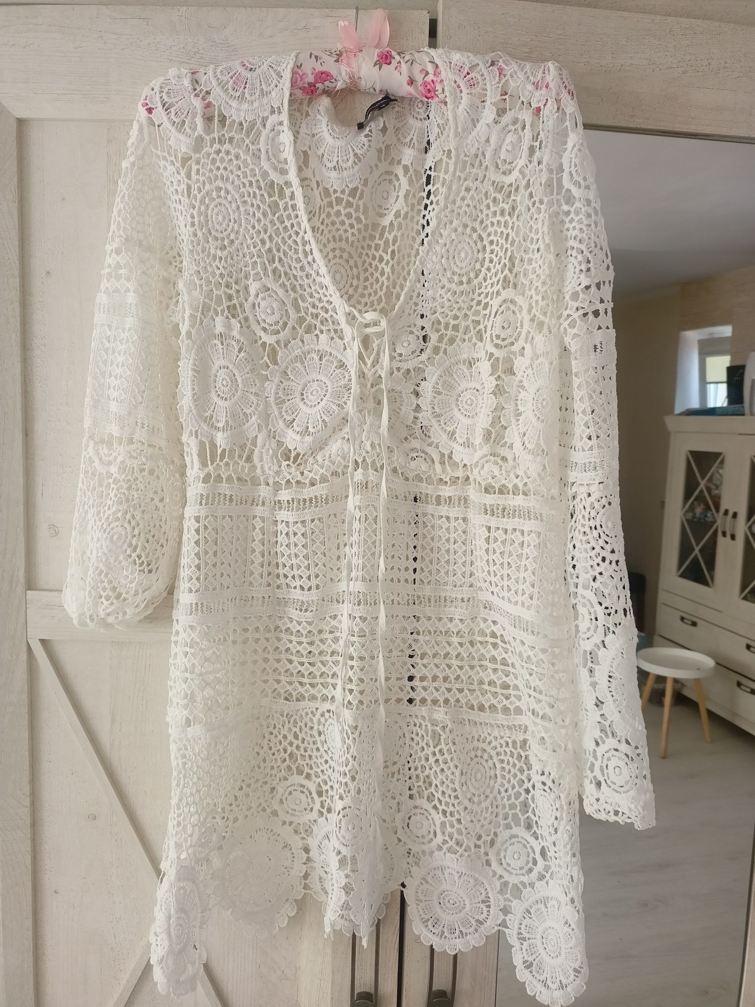 Śliczna tunika pareo plażowe styl Boho biała