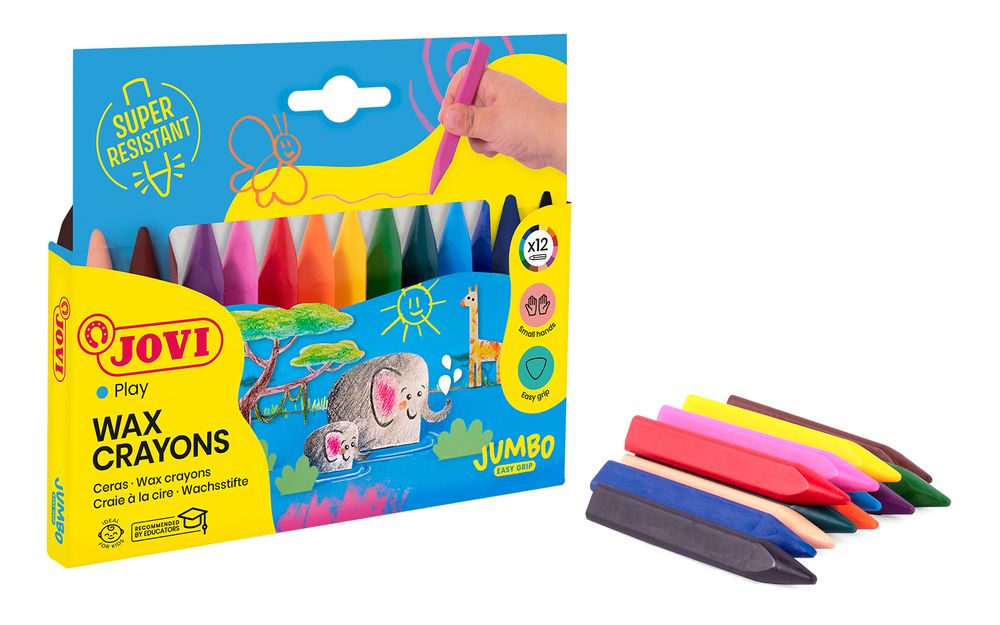 Kredki Świecowe Trójkątne 12 Kolorów Jovi