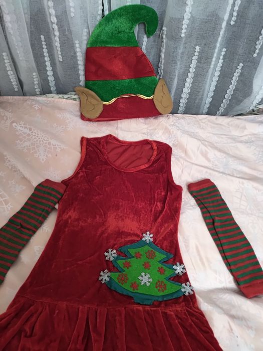 Świetny strój przebranie Mikołaj elf elfinka pomocnik  Mikołaja roz XS