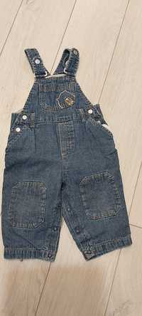 Ogrodniczki spodnie na szelkach jeansowe niemowlece dżinsowe 6-9m 74 H