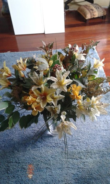 Jarra de cristal com flores