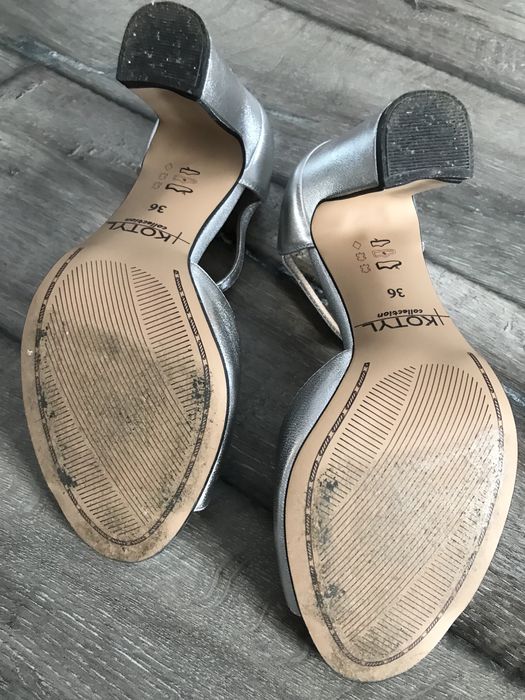 Nowe taneczne buty na wesele *Kotyl* srebrne r. 36 faktura/pudełko