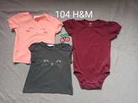 Koszulki 104 H&M t-shirt koszulka bluzka krótki rękaw body paka pacz