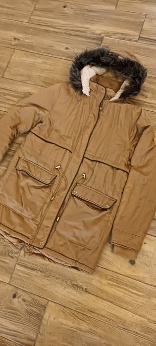 Kurtka zimowa parka camel bez Primark 38 40 mis