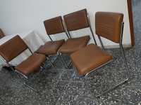 Conjunto de 4 Cadeiras em Pele Genuína e Pés Cromados-Novas