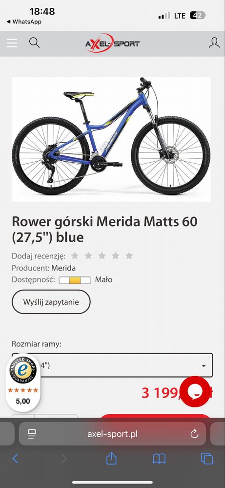 Rower Górski Merida Matts 60 27,5 2024 Powystawowy