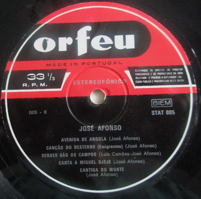 José Afonso	- - - - -		Traz Outro Amigo Também	- - - - -	LP