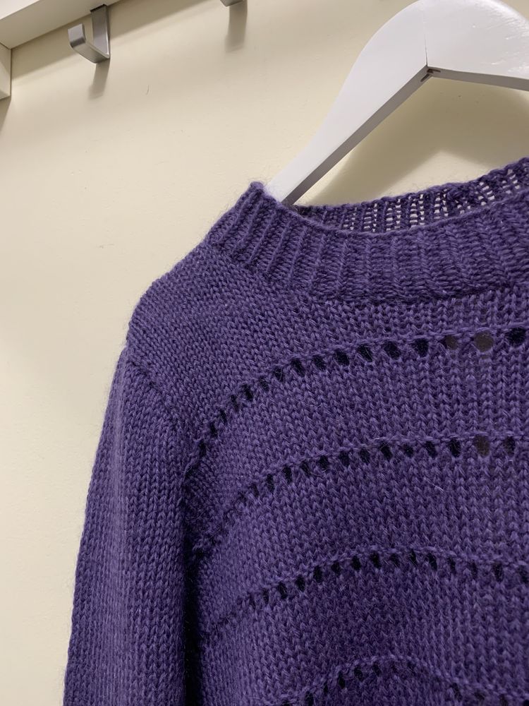 Damski ażurowy wełniany sweter handmade rozmiar S/M/L