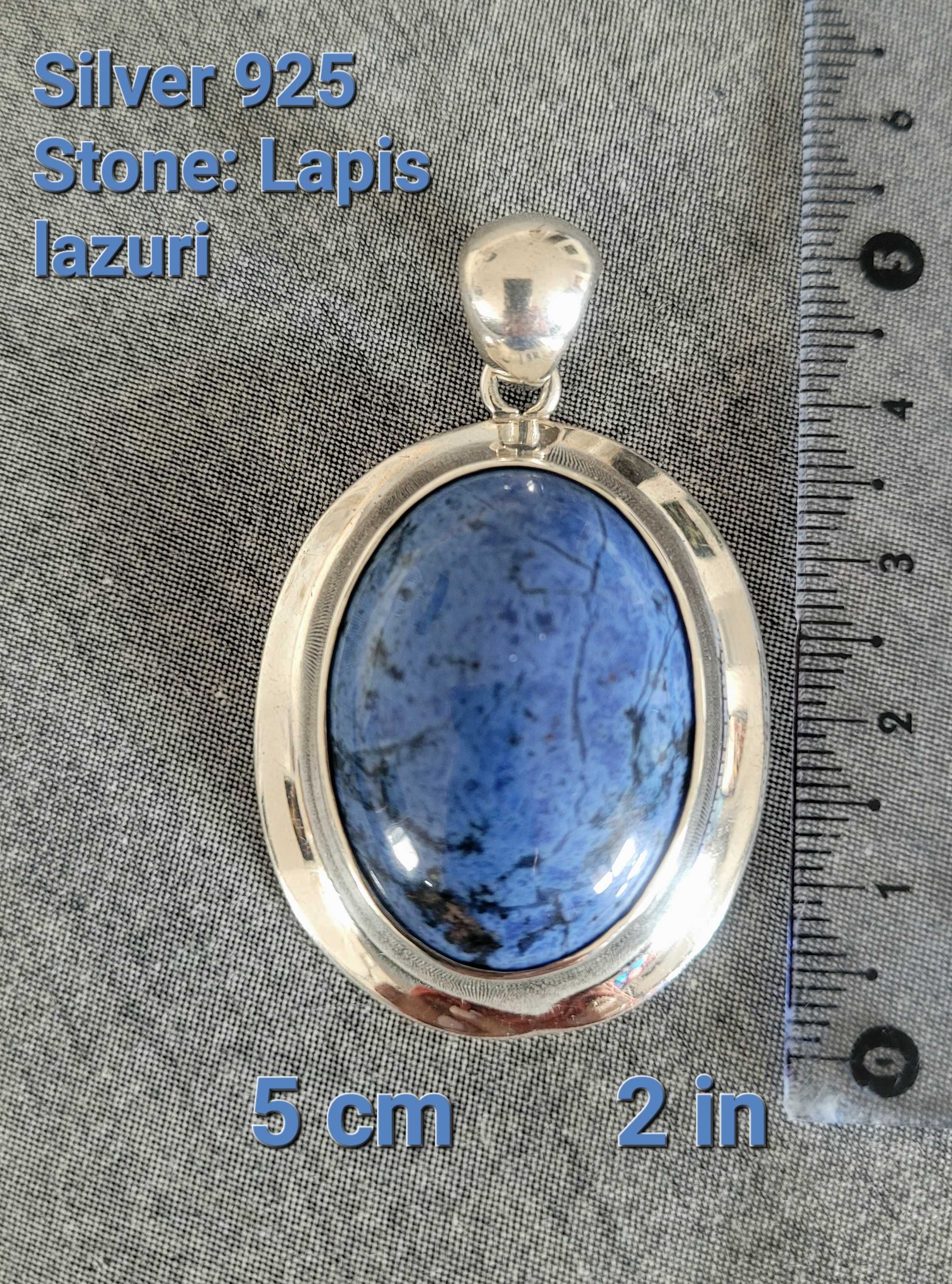 Naszyjnik z lapis lazuli, srebro 925, wyrób artystyczny