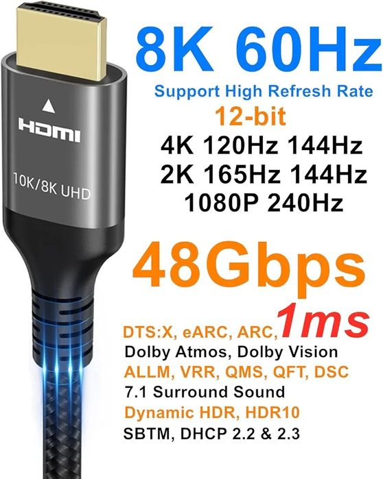 !!!АКЦІЯ!!!HDMI кабель Ubluker 8K Ultra High Speed 48Gbps 5 метрів