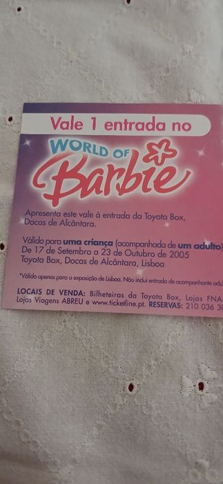Bilhete World of Barbie, de 2005