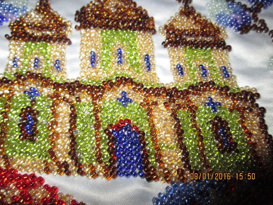 Ручная вышивка бисер Полотенце бисер праздничное.