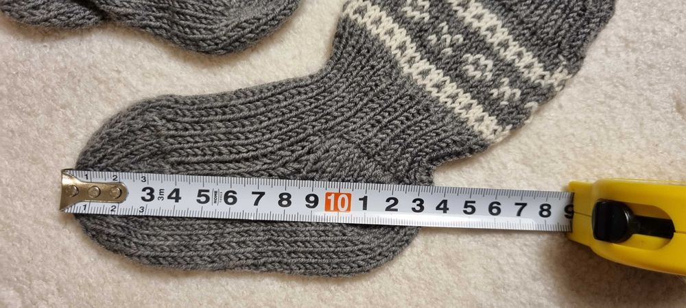 Nowe skarpety dziecięce wełniane 13cm wool handmade szare