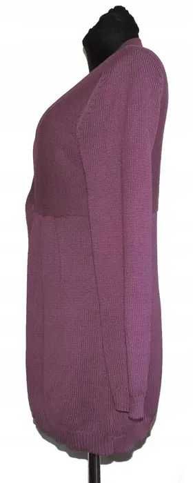 Długi sweter narzutka  włóczka bawełna + akryl rozmiar S | 83E
