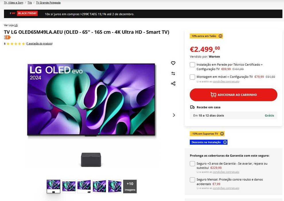 [NOVO/SELADO] TV LG Oled 65 M4 (Topo de Gama - Unica Tv s/fio mundial)