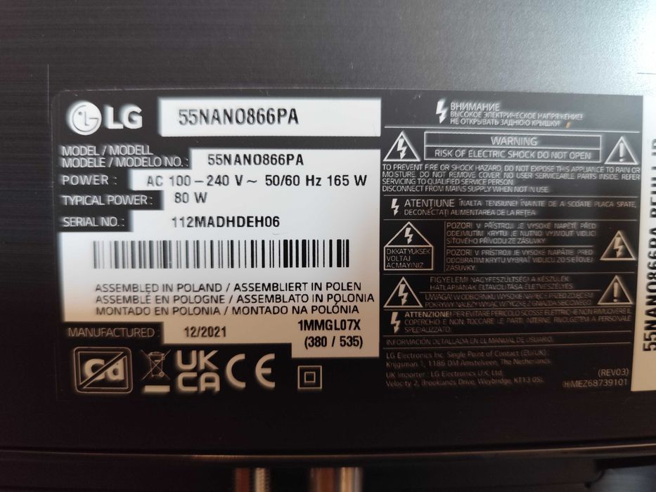 TV LG NanoCell 886 55" Modelo 2021