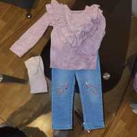 Komplet zestaw dla dziewczynki jeansy i bluza 92