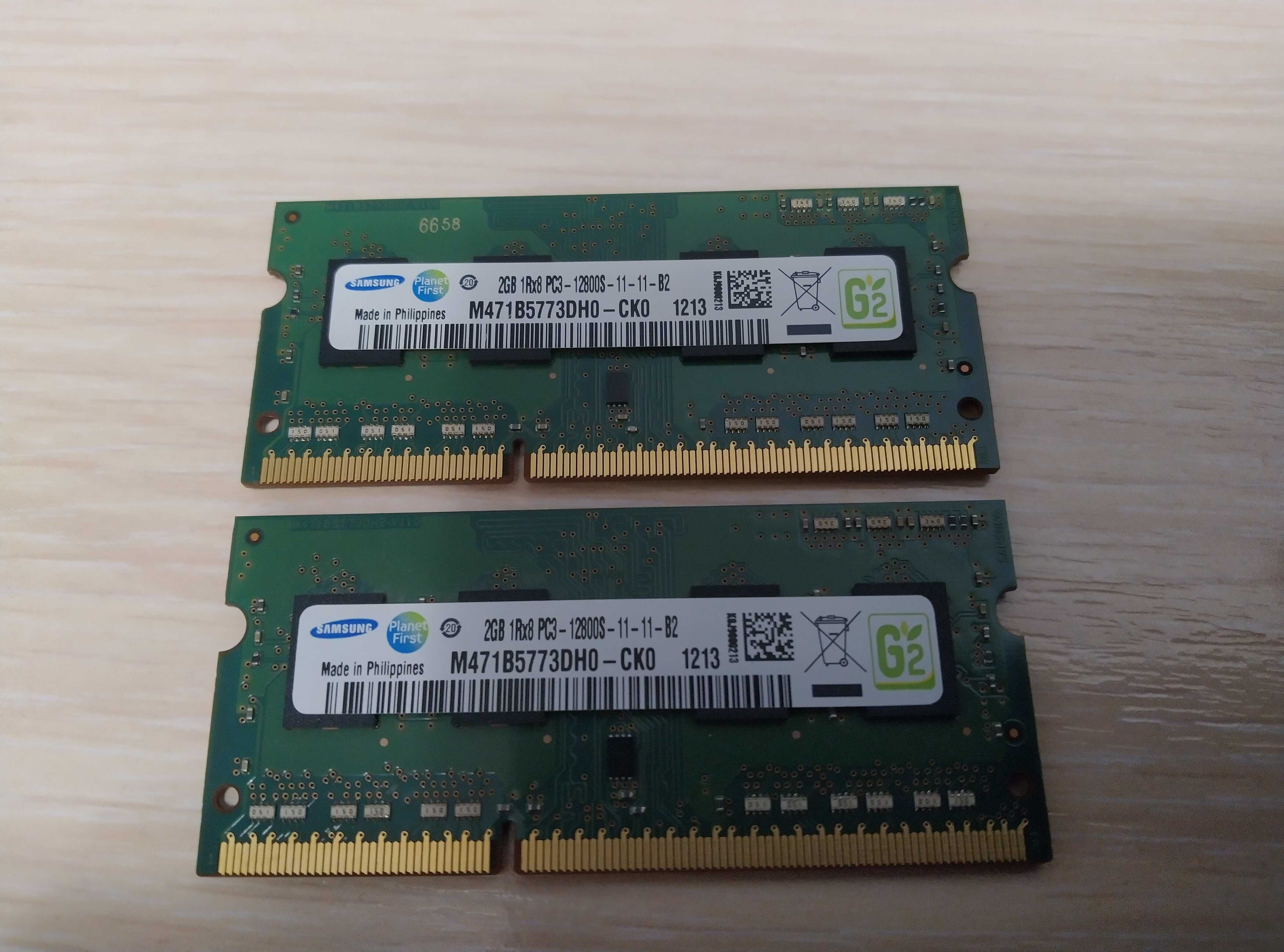 DDR3 для ноутбука 2шт. Оперативки Samsung 2GB DDR3 1600MHz