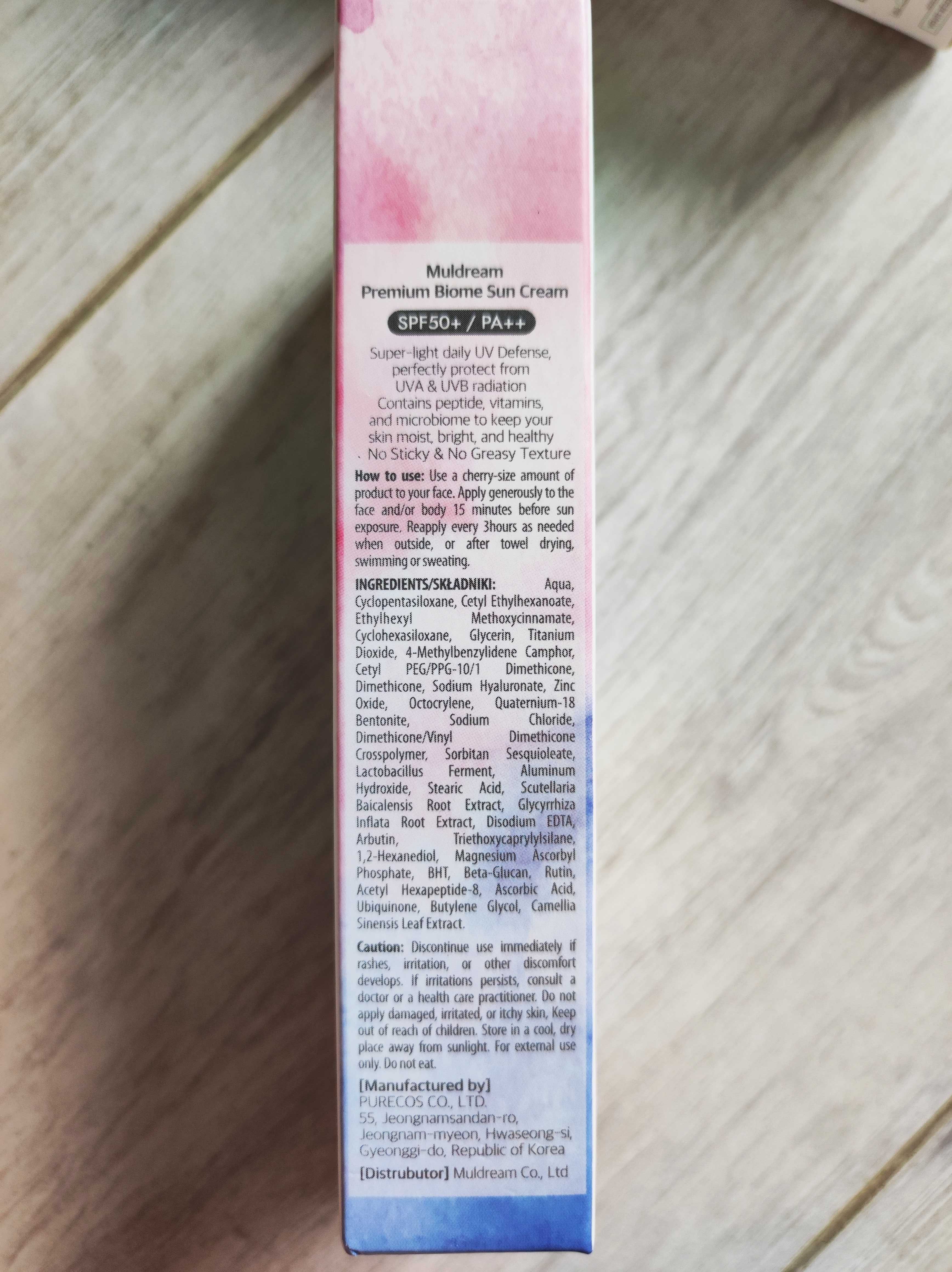 Muldream Premium Biome Koreański krem do twarzy z SPF50+/PA++