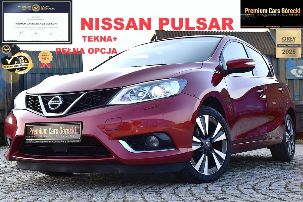Nissan Pulsar TEKNA*116KM*Xenon*Navi*Kamery360*Skóry*Keyless*BLIS*2kplALU*Asysta*1wł