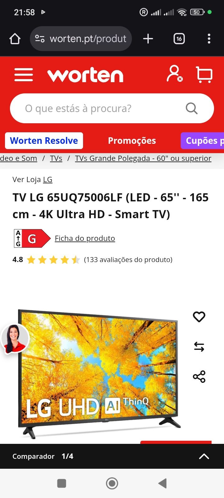 Tv LG 65" 4k  como nova