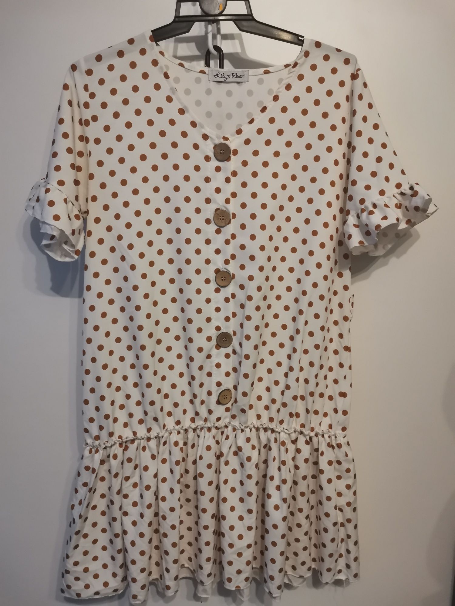 Sukienka damska Lily Rose rozmiar uniwersalny S-L, grochy, guziki