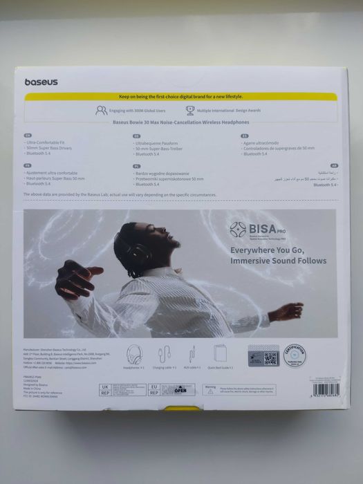 Baseus Bowie 30 Max бездротові навушники з активним шумопоглинанням