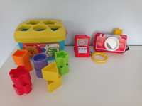 Fisher Price, zestaw ,klocki , aparat i zabawka , cena 29zl  za całość