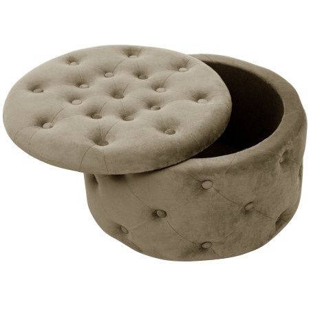 Pufa ze schowkiem welurowa pikowana ALIA Beżowa