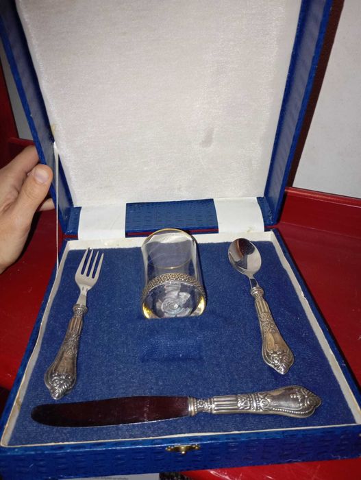 Talheres banhados a prata - Conjuntos de batismo / nascimento