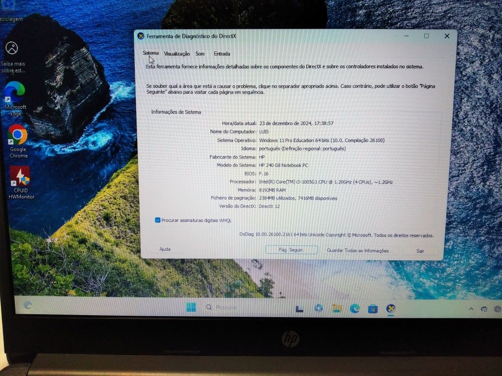 HP 240 G8 I3 10° Geração