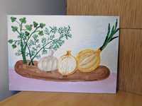 Obraz "warzywa", akryl, tablica malarska