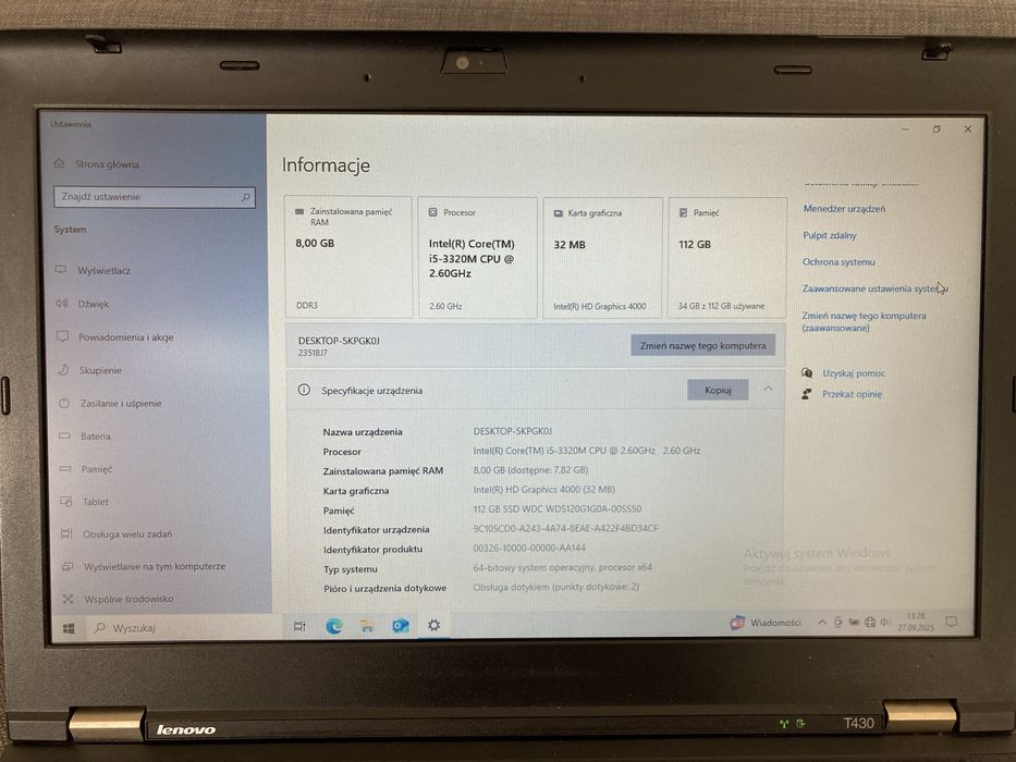 Laptop Lenovo ThinkPad T430