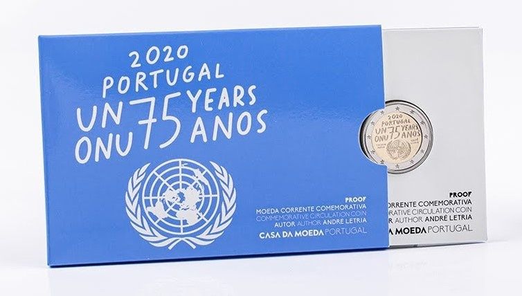 Moeda de 2€ 75 anos da ONU Portugal 2020 Proof