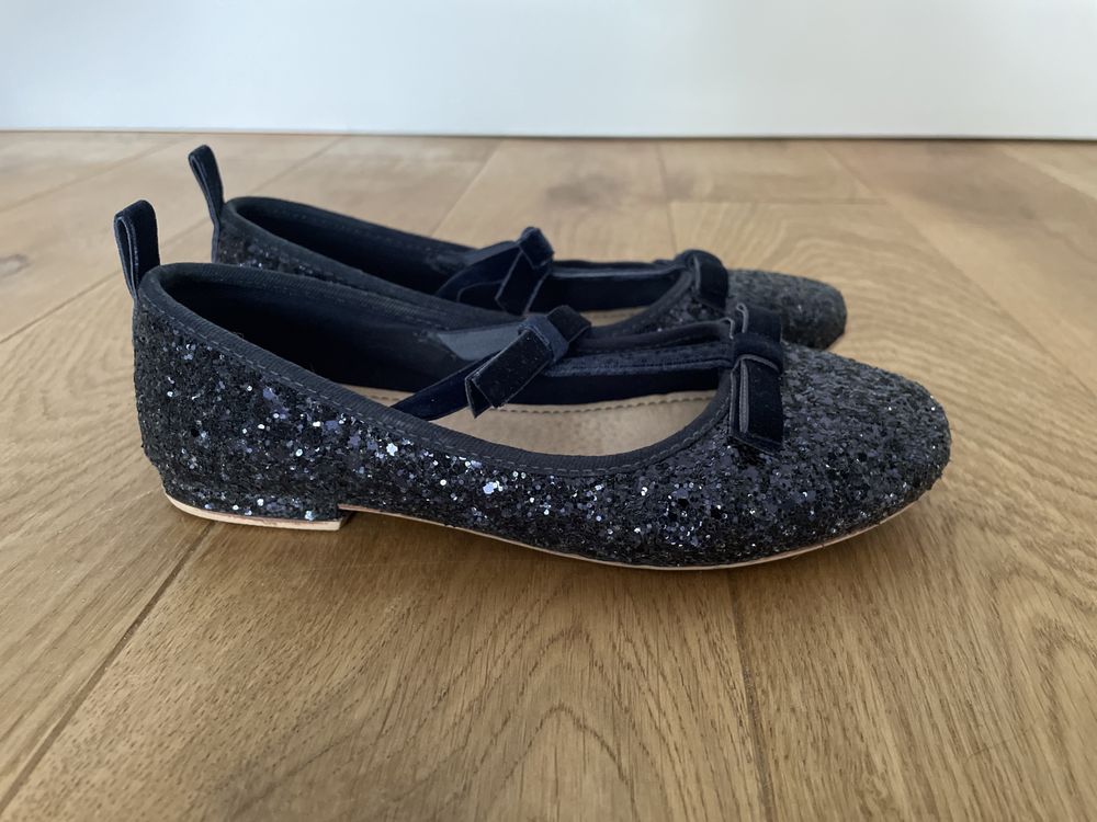 Baleriny Zara roz 31 czarne granatowe brokatiwe