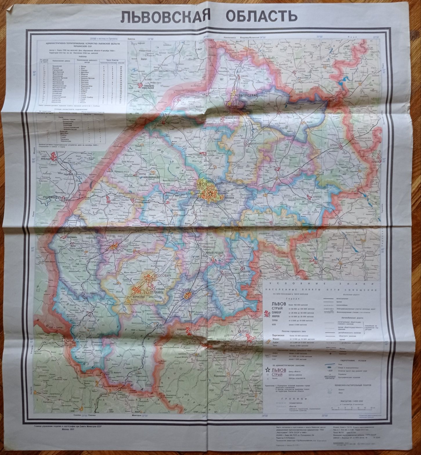 Географические административные карты областей Украины периода СССР