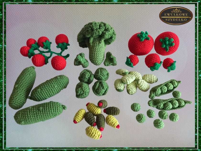 Warzywa na szydełku – zestaw nr 4. Szydełkowe jedzenie do zabawy.