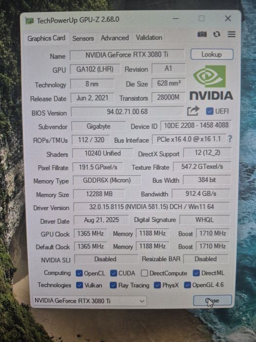 Відеокарта Gigabyte RTX 3080 Ti Gaming OC 12 GB