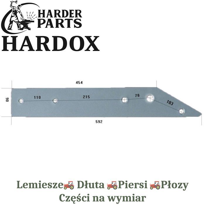 Płoza długa Regent HARDOX 1600.212 części do pługa 2Xlepsze niż Borowe