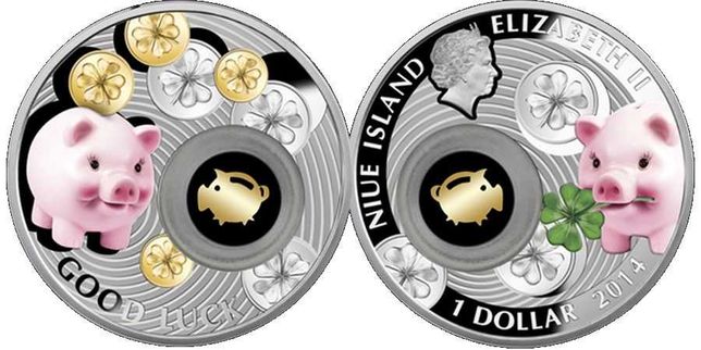 Niue 2014 Szczęśliwe Monetki- Lucky Coins Świnka