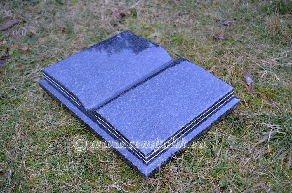 Duża książka granitowa nagrobna z napisem– ciemnoszara