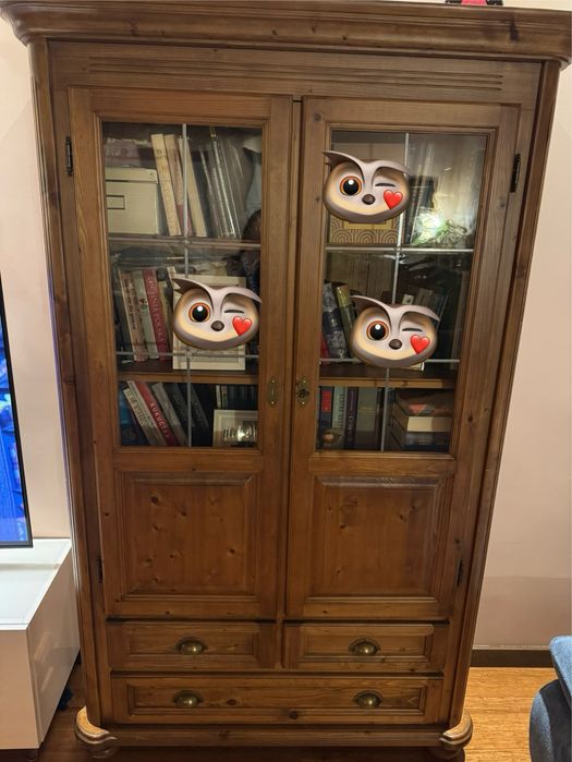 Biblioteczka przeszklona regał sosnowa farmhouse rustykalna