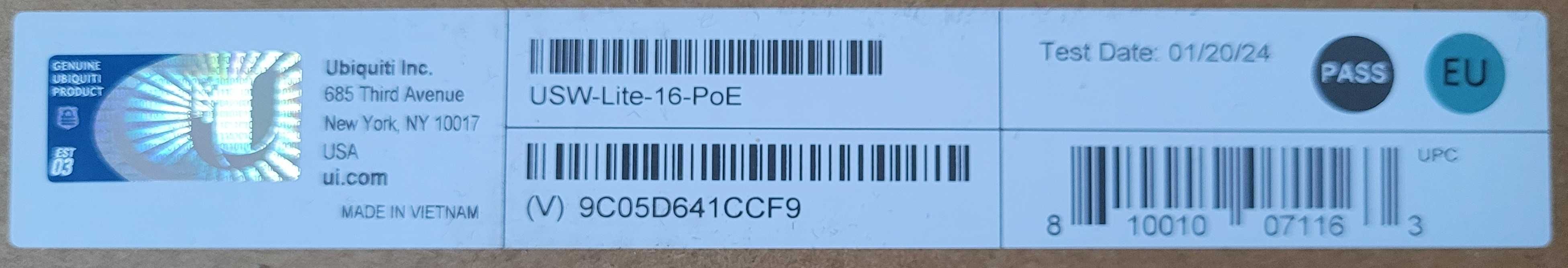 Ubiquiti UniFi Switch Lite USW-Lite-16-POE